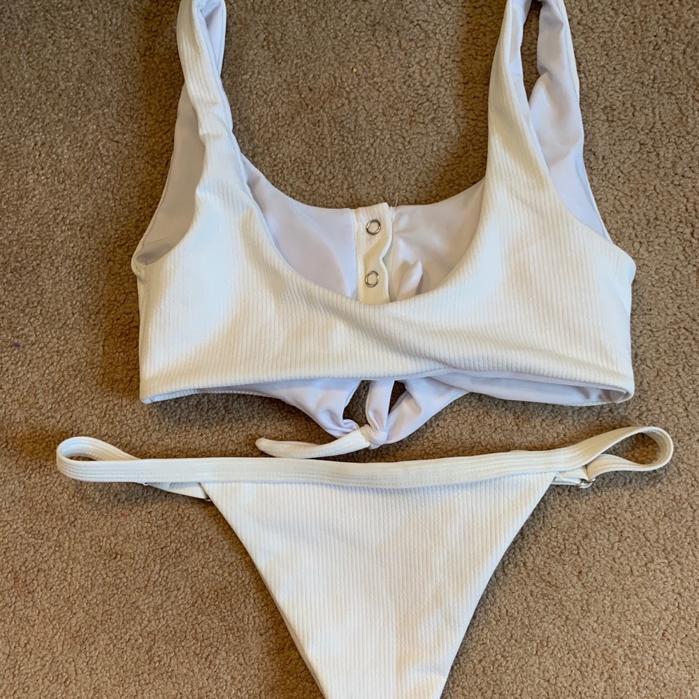 White Ribbed Bikini Set! - Picture 2 of 2
